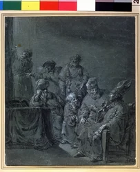 ""Bibliai tárgy"" (Bibliai tárgy). Leonaert Bramer (1596-1674) rajza. 17. századi Puskin Múzeum, Moszkva