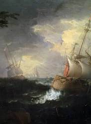 ""tempete en mer"" (Viharos tenger) Részlet. Peinture de Leonardo Coccorante (1680-1750) 18eme siecle Musee des Beaux Arts de Mikalojus Konstantinas Ciurlionis, Kaunas, Litvánia