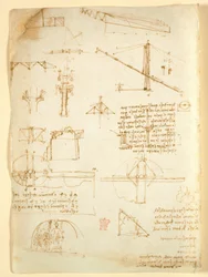 Arundel 263 f.231v, Megjegyzések és vázlatok a mechanikáról, a Codex Arundel-től (toll és tinta papíron)