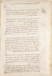 Arundel 263, f.25v Feljegyzések és durva vázlatok a víz által okozott erózióról, a Codex Arundel-ből (toll és tinta papíron)