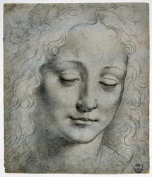 Giovanni Antonio Boltraffio (Beltraffio) (1467-1516), Leonardo da Vinci legismertebb tanítványa: levélkoszorús fiúfej Verrocchio modorában, GDSU 425 E