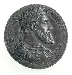 V. Károly (1500-58) milánói herceg tesztköve, Dye metszete, 1535-56 (előlap) (ezüst) (a hátoldalon lásd: 168055)