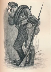 Rajz egy hadipénztár plakáthoz, c1914