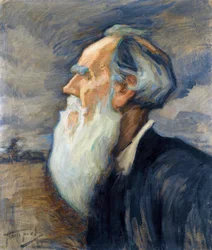 ""Az író Leon Tolsztoj (1828-1910) (Lev Tolsztoj portréja) Leonyid Oszipovics Paszternak (1862-1945) festménye, - Olaj, vászon, 77,5x66 Magángyűjtemény