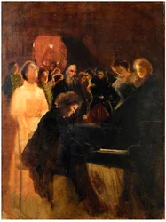 Lev Tolsztoj Anton Rubinstein (1829-1894) Pasternak, Leonyid Oszipovics (1862-1945) koncertjén. Pasztell kartonon, mérete: 64x50