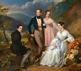Leopold Fertbauer családi portré a Weilburg előtt 1839