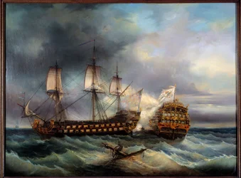 Tengerészeti csata angol és francia festészet között Leopold Le Guen (1828-1895) 19. századi Brest, Szépművészeti Múzeum