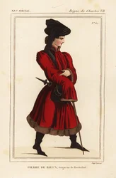 Pierre de Rieux, Rochefort ura 1389-1439. Kézi litográfia a Roger de Gaignieres portfólió VI 136. számú portréja után a Le Bibliophile Jacob alias Paul Lacroix Costumes Historique de la France (Franciaország történeti viseletei) című művéből, Administratio