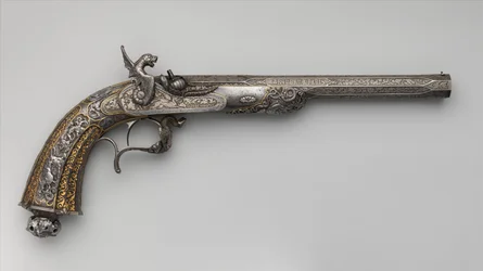 Ütőhangszer-kiállítás Pistol, francia, 1851-ben