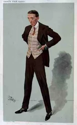"Gerald", Gerald du Maurier (1873-1934) "kém" rajzfilmje a Vanity Fairből, 1907. december 25. (színes litó)