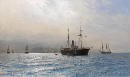 Orosz hajó a Boszporusz-szoros bejáratánál, az 1877-1878-as orosz-török háború után
