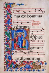 Piccolomini Könyvtár: kóruskönyv, cod. 24,9, ff. 67v a „Leper gyógyításával”, Liberale da Verona (kb. 1445-1527/9).