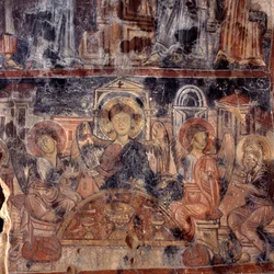 Freskó az Agios Nikolaos bizánci templomban, Maza, Kréta, Görögország