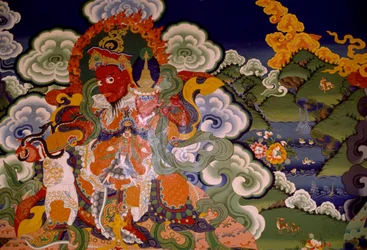 Falfestmény a Lamayuru Lamaista kolostorból, Ladakh, India
