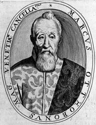 Marco Ottoboni (1554-1649), velencei nagykancellár portréja, metszet