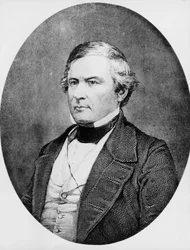 Millard Fillmore (1800-1874), amerikai ügyvéd és politikus portréja, aki 1850 és 1853 között az Egyesült Államok 13. elnöke volt, metszet Mathew Brady (1822-1896) dagerrotípiája nyomán