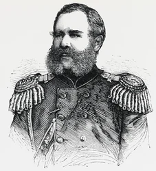 Nyikolaj Obrucsev (1830-1904) orosz tábornok portréja, metszet