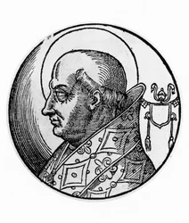 I. Szent Agapetus (meghalt 536-ban), a katolikus egyház 57. pápájának portréja 535-ből, metszet