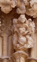 Spanyolország, Navarra, Ujue, Santa Maria templom, építészeti részlet