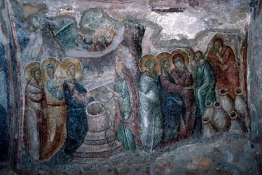 Esküvő Kánában, freskó az Agia Sophia templomban