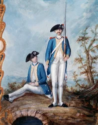 A francia gyalogság egyenruhája az amerikai függetlenségi háború idején, Nicolas Hoffmann gouache, USA