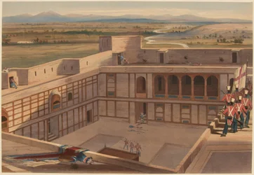 „Ghuznee vihara. A 17. Regt. Belépés a Citadellába, 1839. július 23. (színes litó)