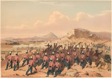 „Khelat vihara. [The 17th Regt] Taking the Heights (színes litó)