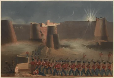 „Ghuznee megrohanása. A Viharoszlop belép az erődbe, 1839. július 23. (színes litó)