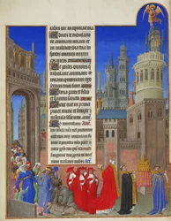 Très Riches Heures du Duc de Berry: Szent Gergely körmenete, első rész