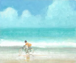 Fiú biciklivel, 2015 (akril, vászon)