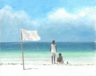 Boys on Beach, Kenya (akril papíron)