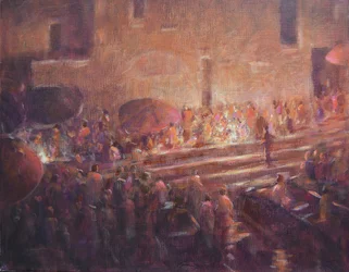 Varanasi lép az éjszakában