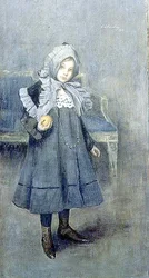 Lány szürke sapkában
