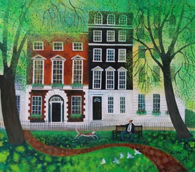 Pihenés a Berkley Square-en 2016. (akrilfestékek papíron)
