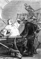 Leon Benett rajza Jules Verne "Egy kínai megpróbáltatásai Kínában" című könyvéből - Hetzel-kiadás / Rendkívüli utazások 1879.