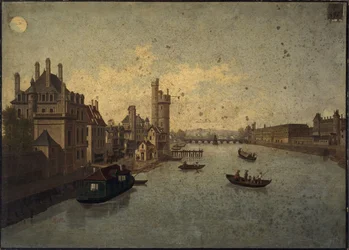 Hôtel de Conti, Tour de Nesle, Louvre, a Pont-Neuf felől nézve, mai 1. és 6. kerület, 1885-1895 körül (festmény)