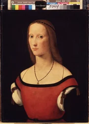 ""Hölgy portréja"" (Hölgy portréja) Lorenzo Costa (1460-1535) festménye 1500-1506 Méret: 57x44 cm Ermitázs Múzeum, Szentpétervár (Szentpétervár)
