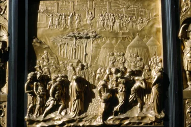 Izraeliták veszik Jerichót, a keresztelőkápolna ajtók részlete, Firenze, Olaszország, XV. század