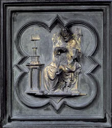Szent Ágoston, a San Giovanni Keresztelőkápolna északi ajtóinak H-táblája, 1403-24 (bronz)