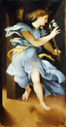 Angyal bejelentése, 1525 körül, Lorenzo Lotto (1480 kb-1556), olaj, panel, 82x42 cm