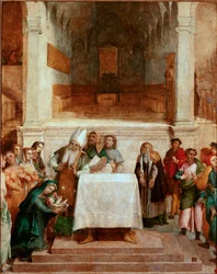 Bemutató a templomban Lorenzo Lotto festménye (kb. 1480-1556) 1554-1556 Méret: 170x157 cm Loreto, Apostoli Palota