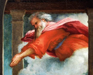 Az Örök Atya, részlet az Angyali üdvözletből, 1434 körül, Lorenzo Lotto (1480-1556), olaj, vászon