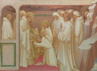 Szent Benedek szenteket fogad be a rendbe