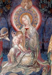 Szűz és gyermek Keresztelő Szent Jánossal és Szent Jakab apostollal, részlet (Fresco
