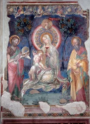 Szűz gyermekével Szent Jakab apostollal és Keresztelő Szent Jánossal körülvéve (freskó