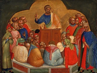 Péter apostol prédikál Predella Panel, 1370 körül.