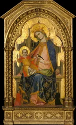 Madonna és gyermeke két adományozóval trónolt, kb. 1360-65.