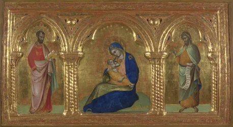 Az alázatosság Madonnája Szent Márkkal és Jánossal, 1365-1370.