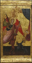 Szent Lőrinc közbenjár II. Henrik császár lelkéért. Jelenetek Szent Lőrinc életéből, predella, 1412 körül