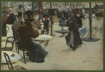 Utcai jelenet, más néven Kávéházi terasz, 1895 körül (olaj, fa)